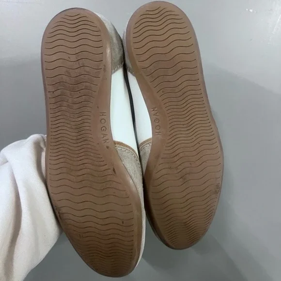 Hogan Men's Casual Sneakers White Suede Leather Lace Up "H" Logo Size 10 - Picture 4 of 6